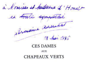 Fig. 5 - Dédicace de Germaine Acrémant.